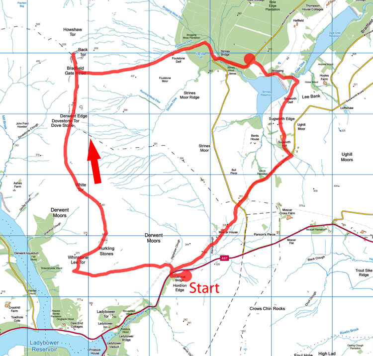 Derwent Edge walk map