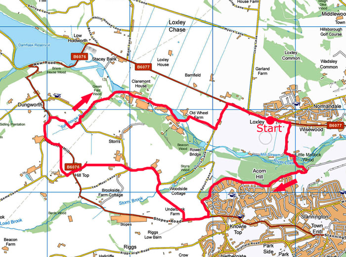 Loxley valley walk map