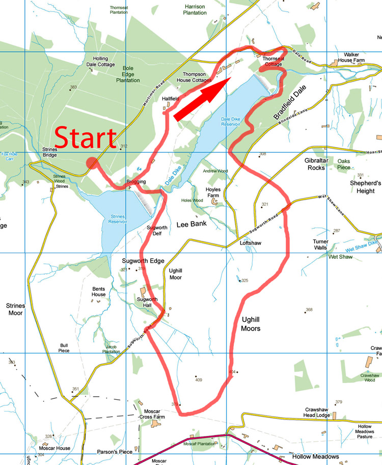 Ughill Moor walk map